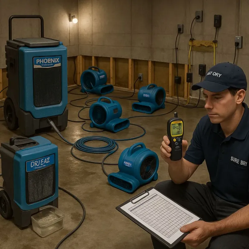 Structural Drying and Dehumidification process in Oakwood, GA